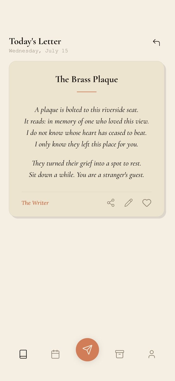 Today screen: the daily letter